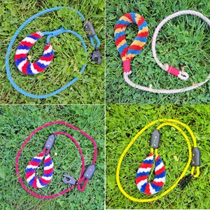 A quartet of Maypole Dog Leads, showing ropes in different colours.