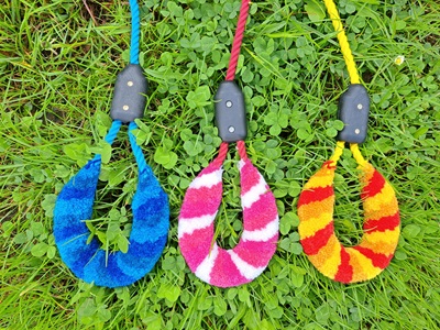 A trio of Maypole Dog Leads, showing triple coloured Sallys or handles.