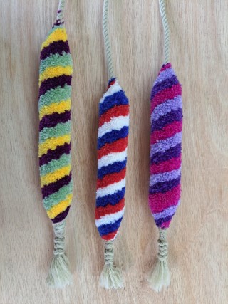 Three examples of six inch light pull with tucked tail end.